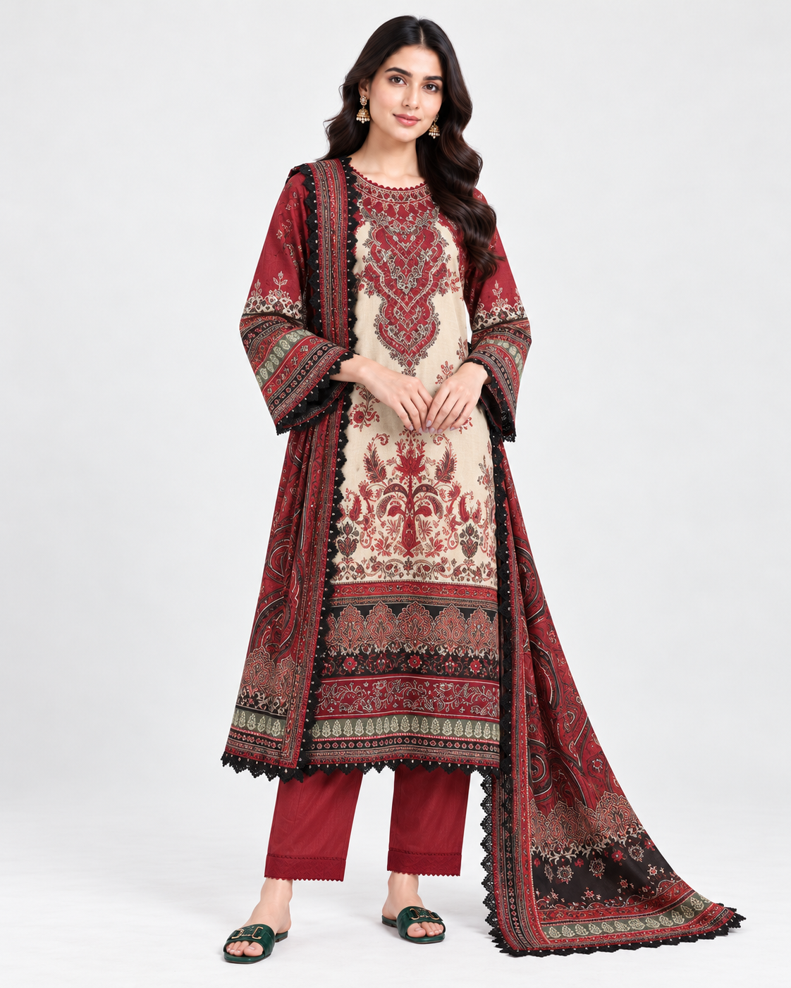 Mehrun Heritage Digital Print Three Piece