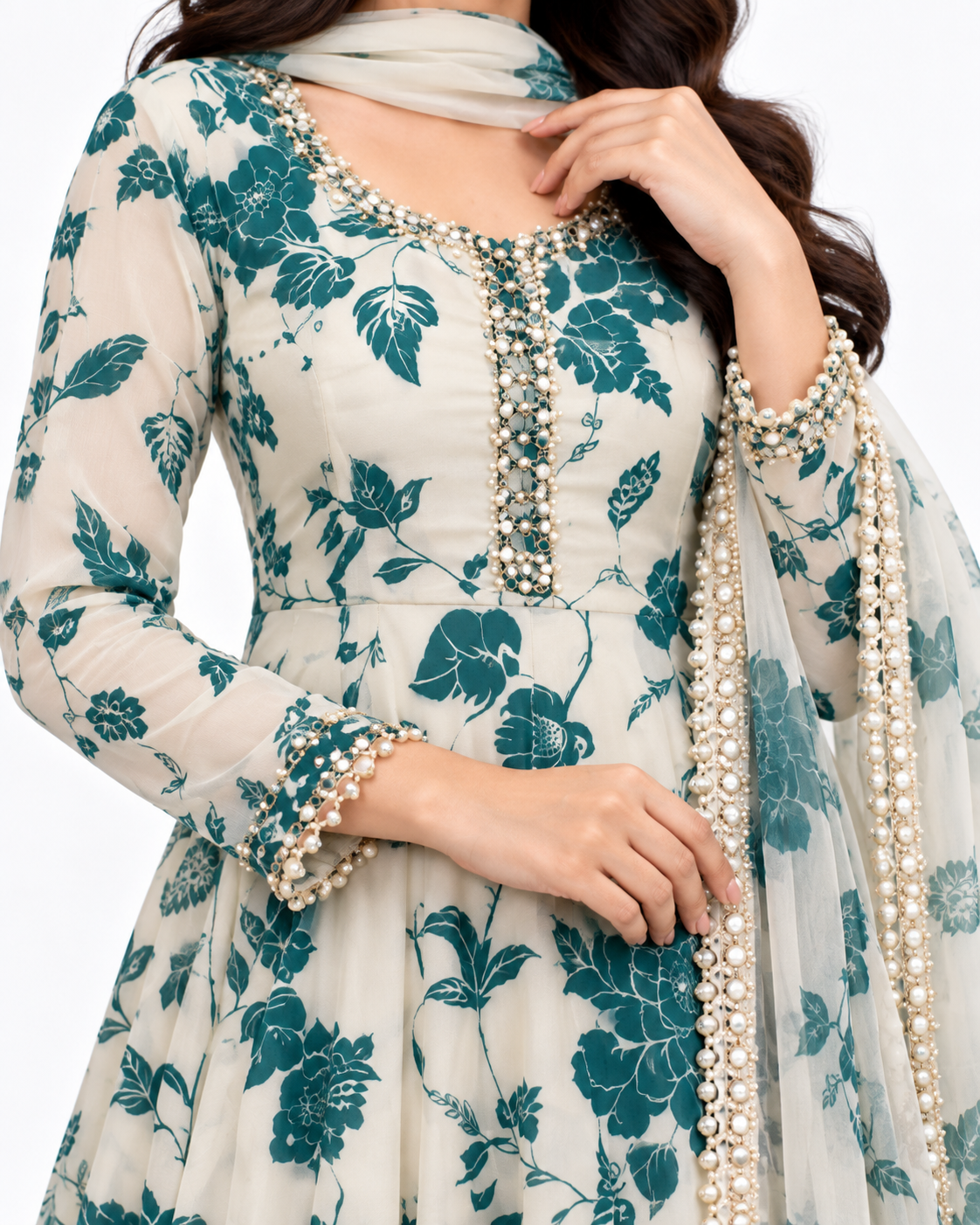 Rose Bloom Cotton Gown Three Piece