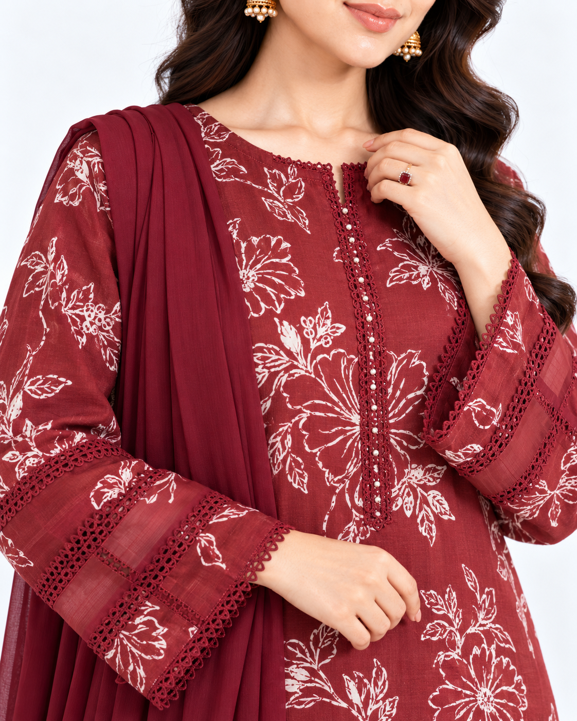 Classic Cotton Print Three Piece