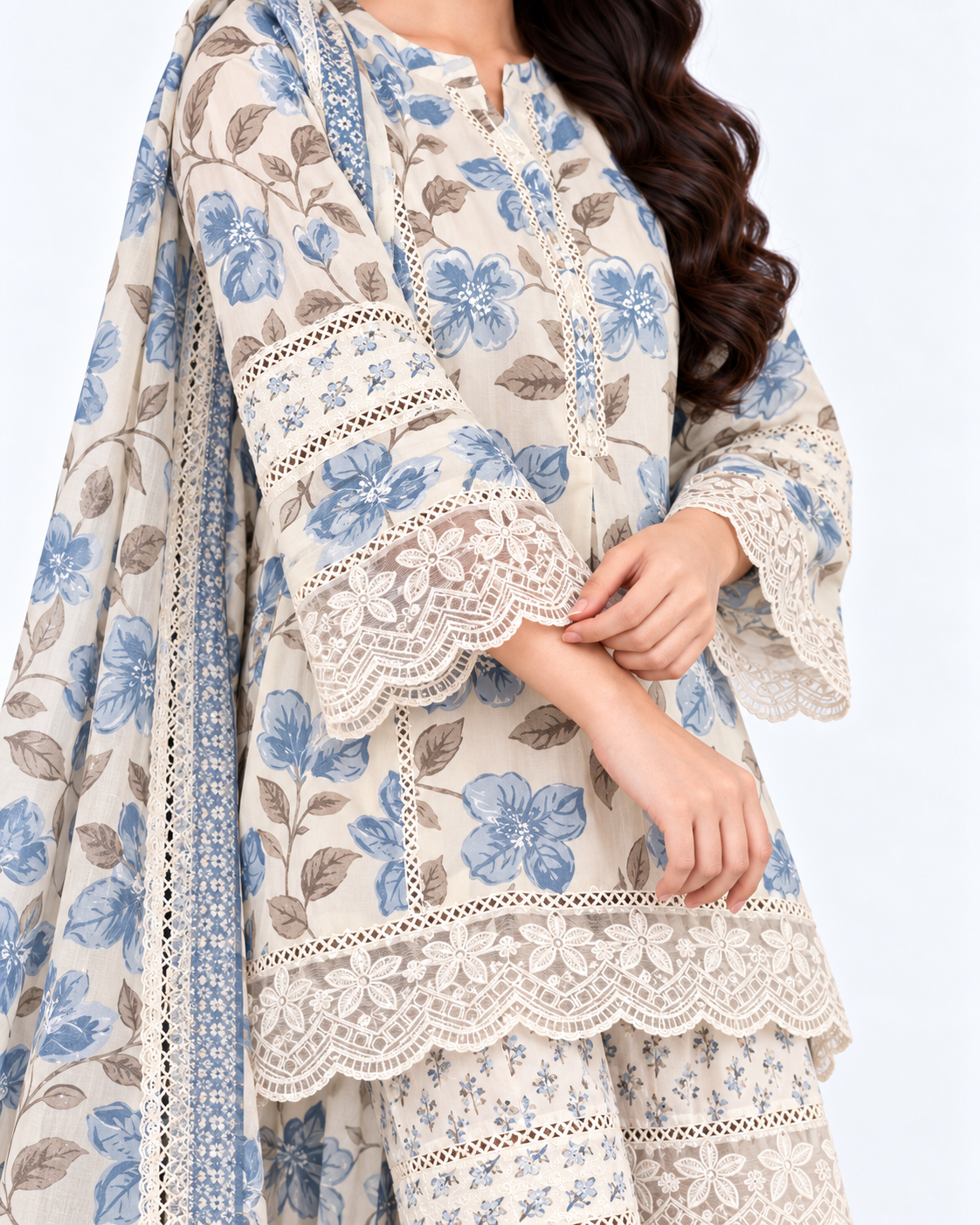Bloom Cotton Embroidery Three Piece