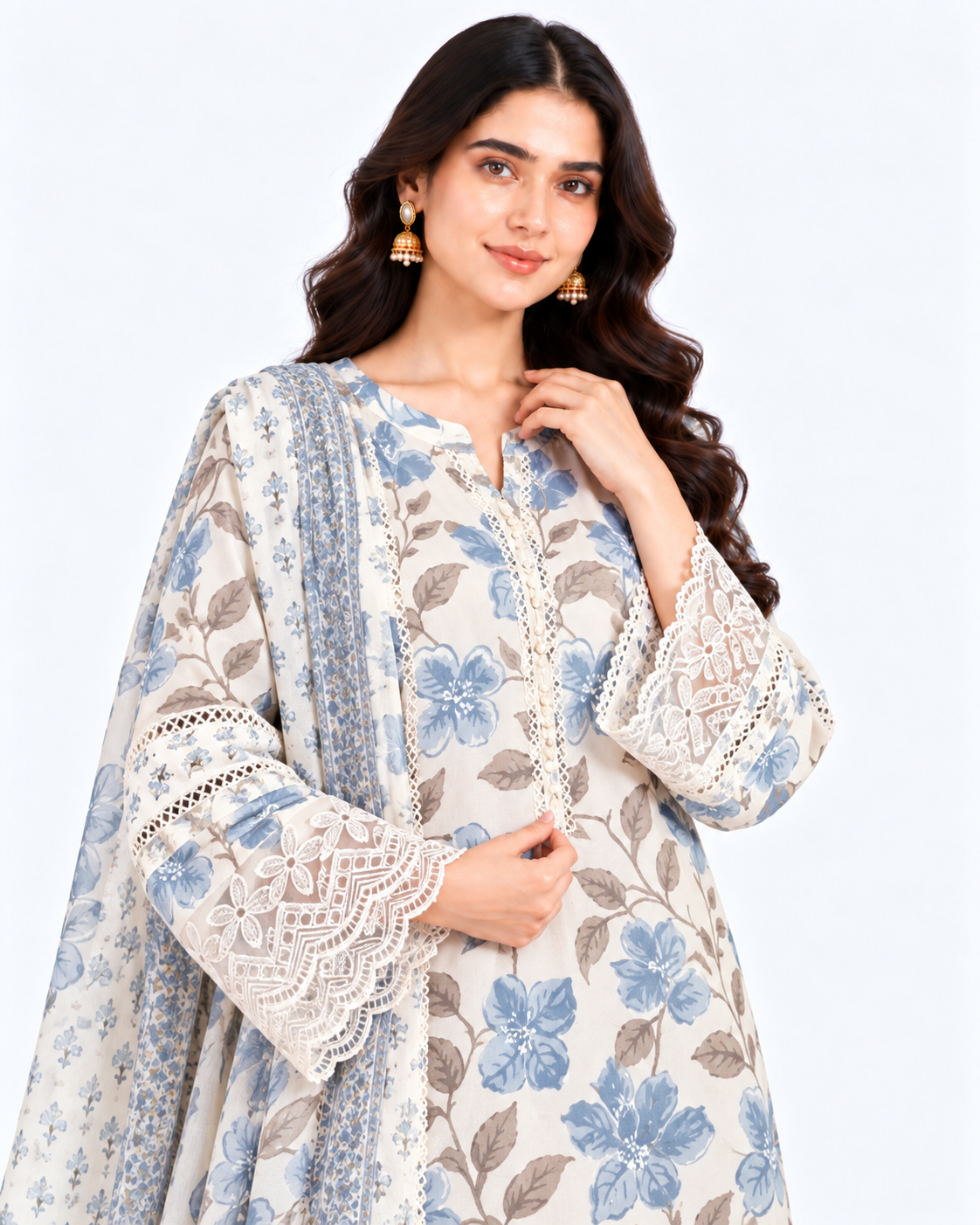 Bloom Cotton Embroidery Three Piece