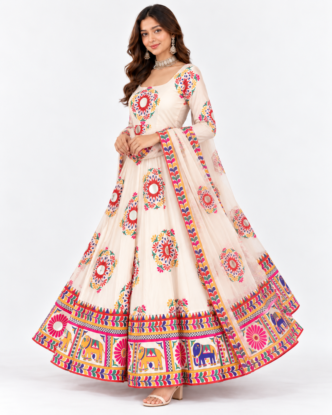 Puja Special Indian Style Gown Three Piece