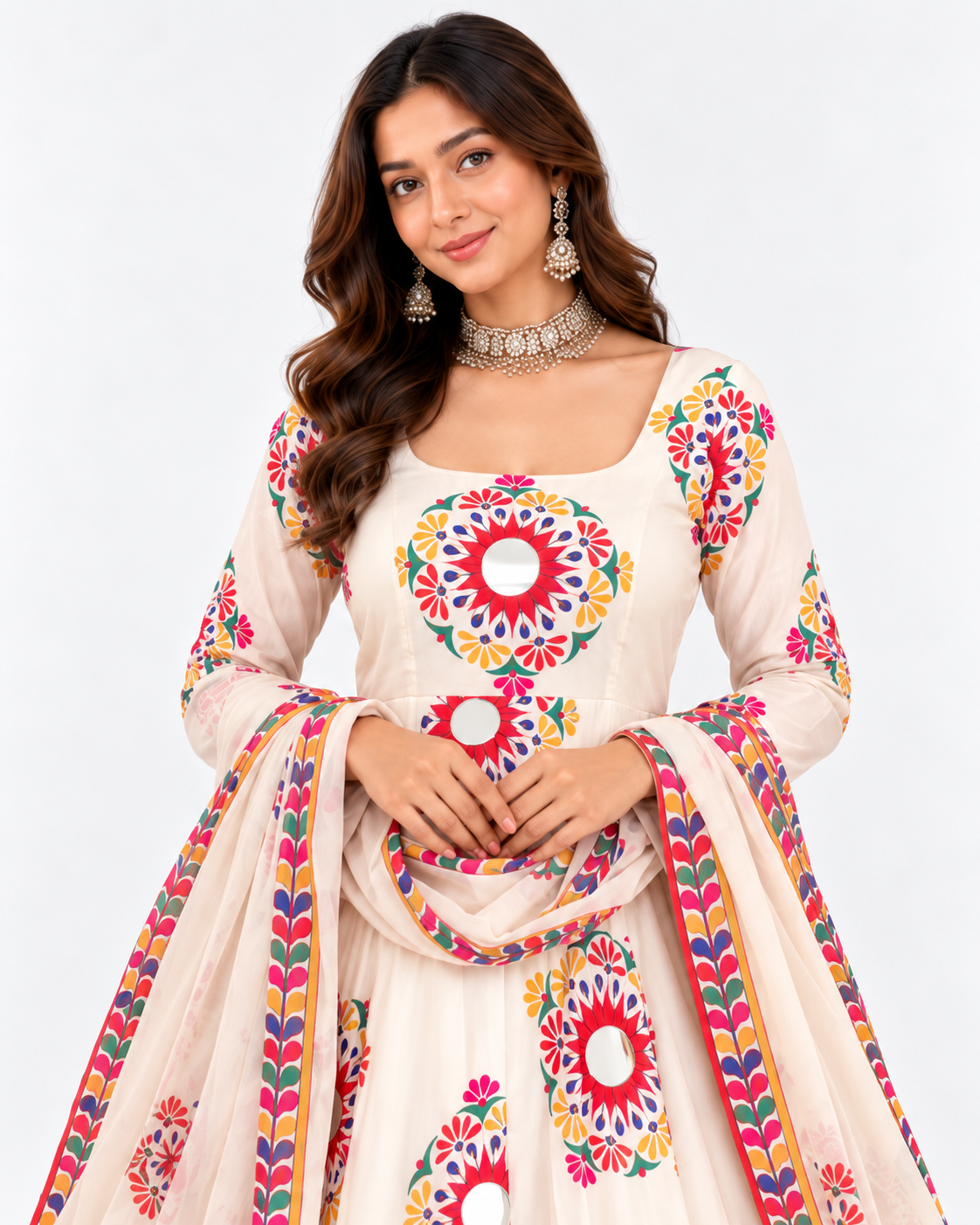 Puja Special Indian Style Gown Three Piece
