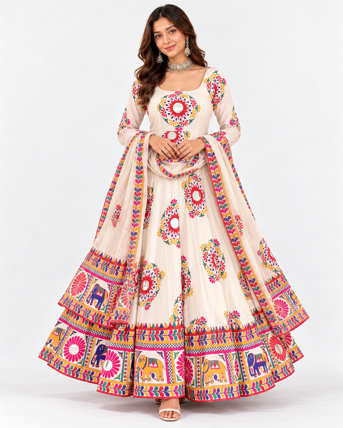 Puja Special Indian Style Gown Three Piece