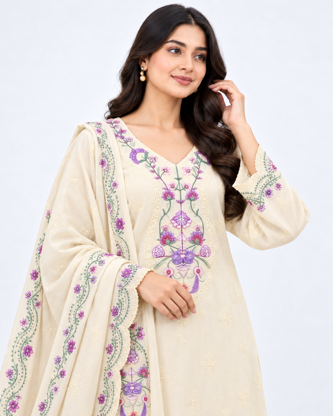 Bin Hamid Embroidery Readymade Three Piece