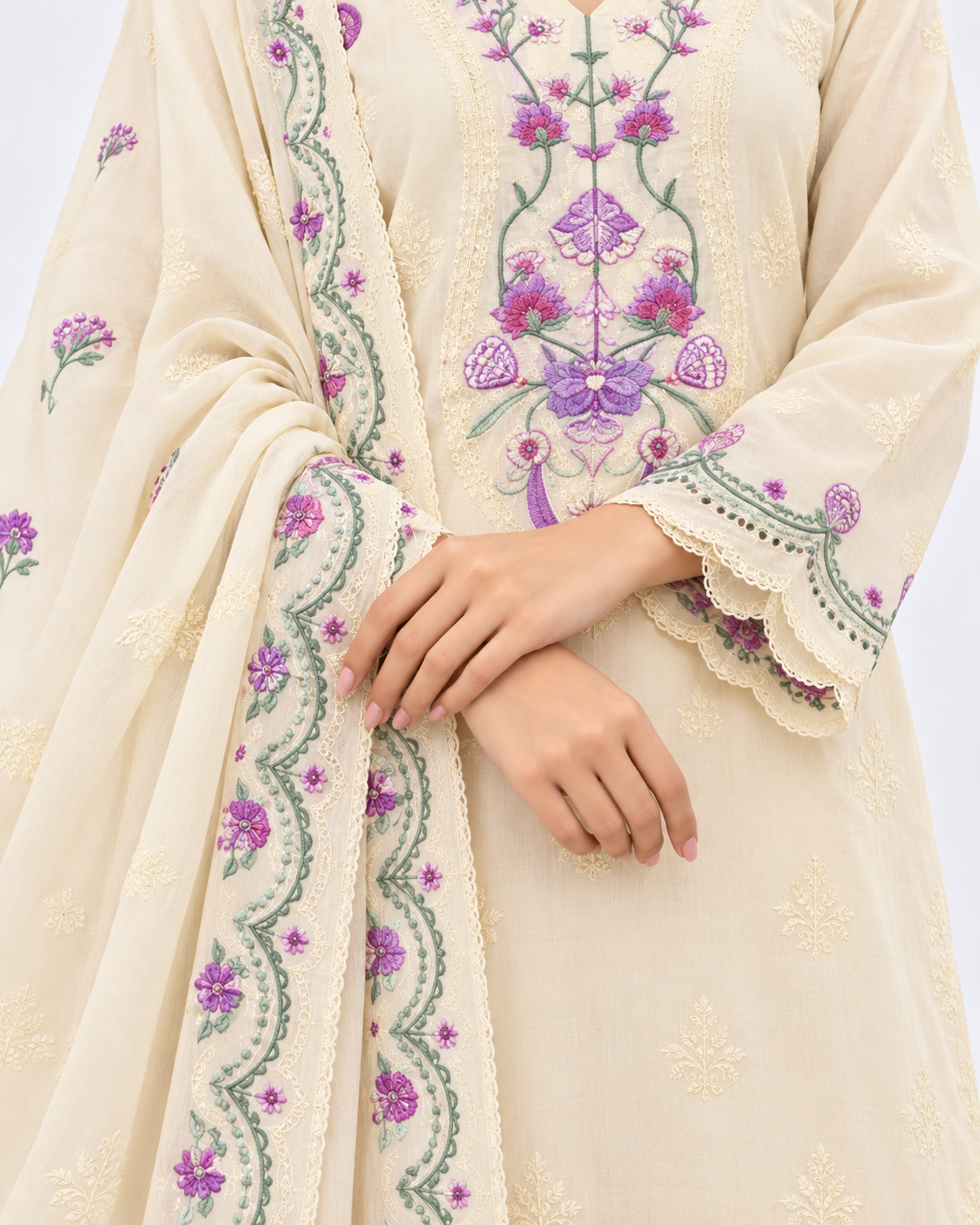 Bin Hamid Embroidery Readymade Three Piece