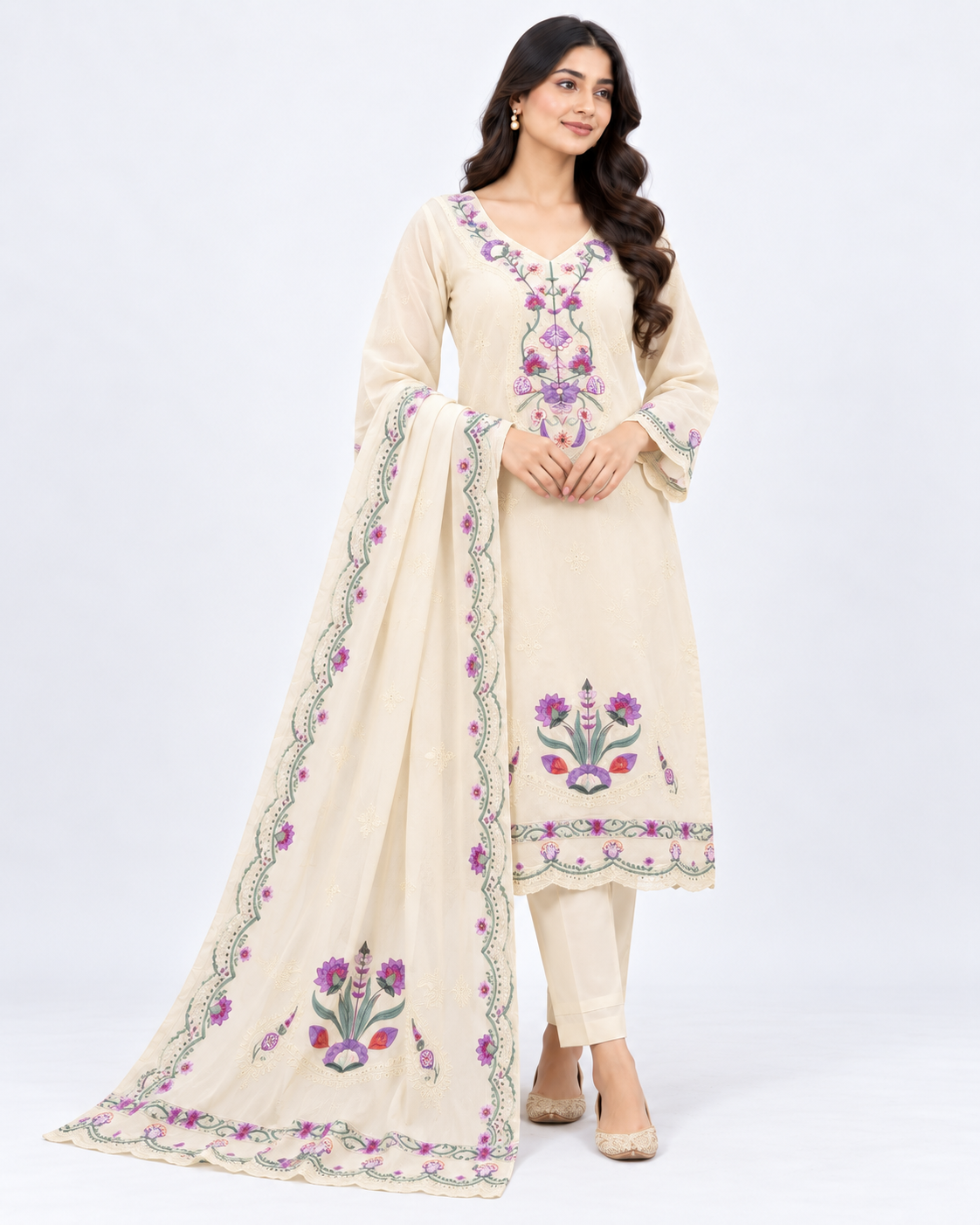 Bin Hamid Embroidery Readymade Three Piece